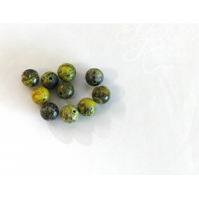 Ronde 8 - Jaspe turquoise jaune - (10 pces)